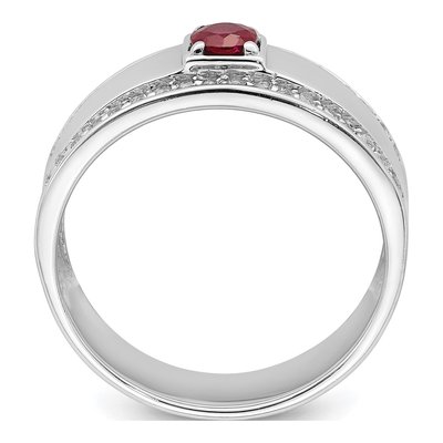 Men's Sterling Silver Ruby & White Topaz African Ring – view 3