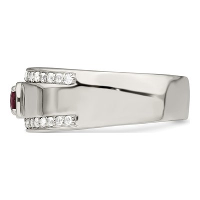 Men's Sterling Silver Ruby & White Topaz African Ring – view 4