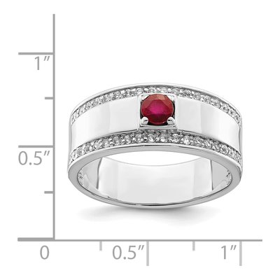 Men's Sterling Silver Ruby & White Topaz African Ring – view 5