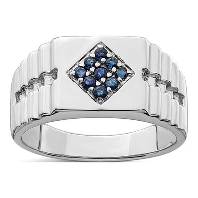 Men's Sterling Silver Sapphire Ring