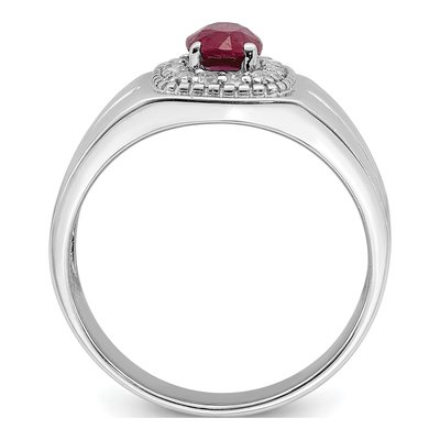 Men's Sterling Silver Ruby & White Topaz Natural Ring – view 3