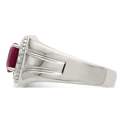 Men's Sterling Silver Ruby & White Topaz Natural Ring – view 4