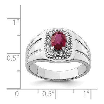Men's Sterling Silver Ruby & White Topaz Natural Ring – view 5