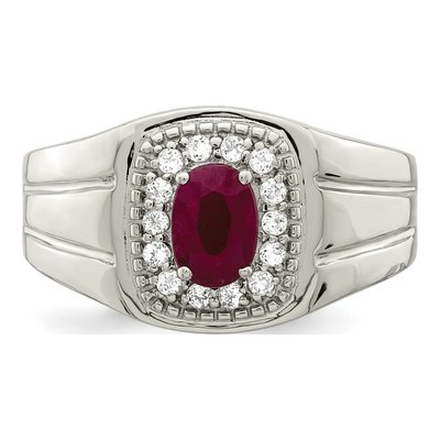 Men's Sterling Silver Ruby & White Topaz Natural Ring – view 6