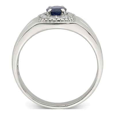 Men's Sterling Silver Sapphire & White Topaz Ring – view 3