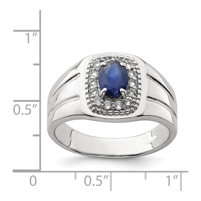 Men's Sterling Silver Sapphire & White Topaz Ring – view 5