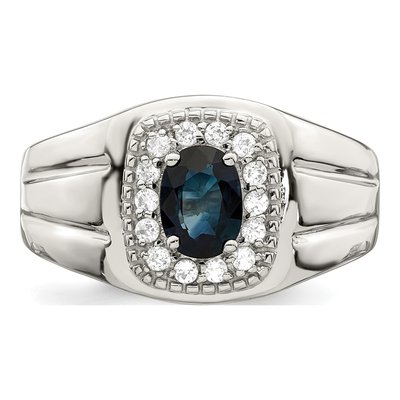 Men's Sterling Silver Sapphire & White Topaz Ring – view 6