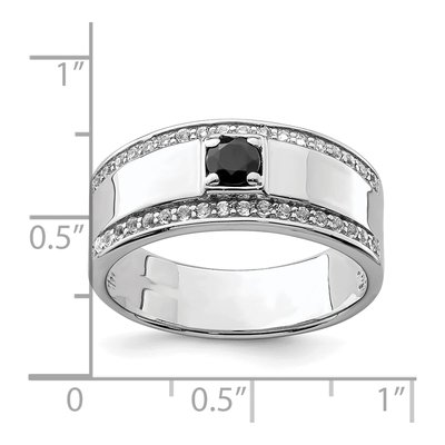 Men's Sterling Silver Onyx & White Topaz Ring – view 4