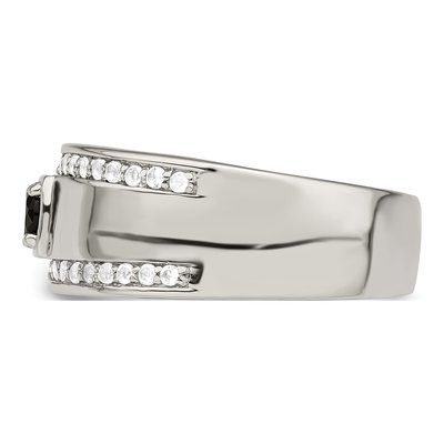 Men's Sterling Silver Onyx & White Topaz Ring – view 5