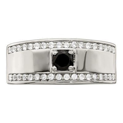 Men's Sterling Silver Onyx & White Topaz Ring – view 6