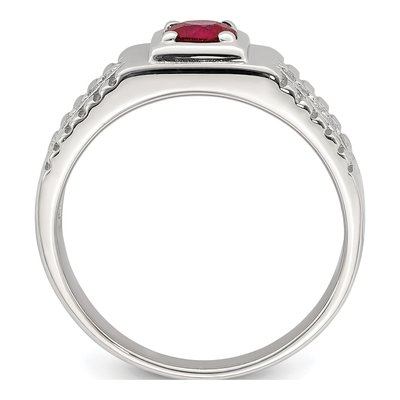 Men's Sterling Silver Ruby & White Topaz African Ring – view 3