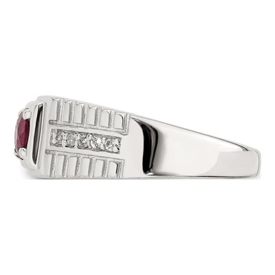 Men's Sterling Silver Ruby & White Topaz African Ring – view 4