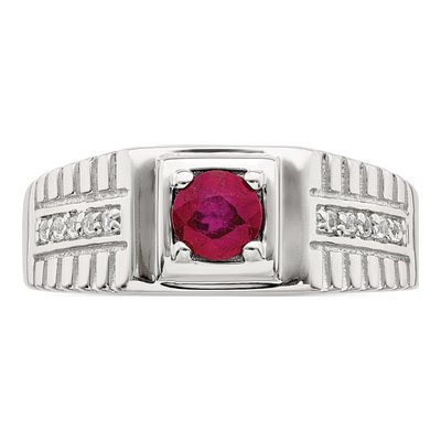 Men's Sterling Silver Ruby & White Topaz African Ring – view 5