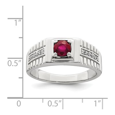 Men's Sterling Silver Ruby & White Topaz African Ring – view 6