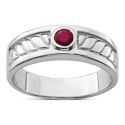 Men's Sterling Silver Ruby Ring