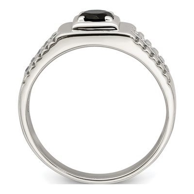 Men's Sterling Silver Onyx & White Topaz Ring – view 3