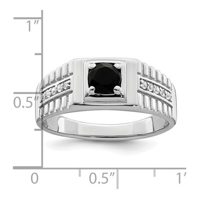 Men's Sterling Silver Onyx & White Topaz Ring – view 4