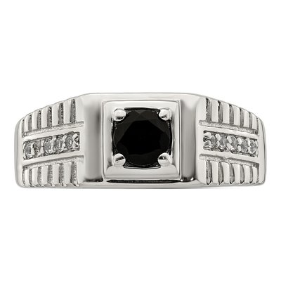 Men's Sterling Silver Onyx & White Topaz Ring – view 6