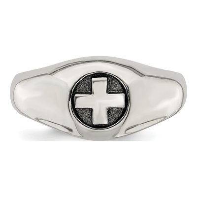 Men's Sterling Silver Antiqued Cross Ring – view 5