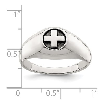 Men's Sterling Silver Antiqued Cross Ring – view 6