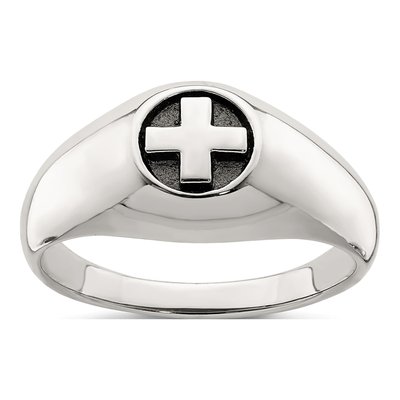 Men's Sterling Silver Antiqued Cross Ring