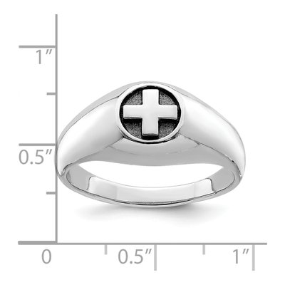 Men's Sterling Silver Antiqued Cross Ring – view 5