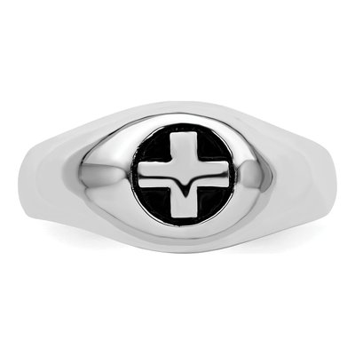Men's Sterling Silver Antiqued Cross Ring – view 6