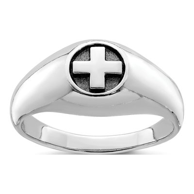 Men's Sterling Silver Antiqued Cross Ring