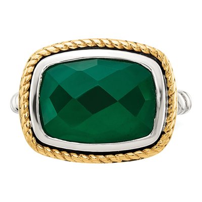 Sterling Silver & 14K Gold Onyx Ring – view 5