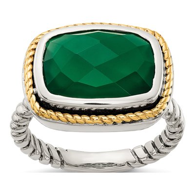 Sterling Silver & 14K Gold Onyx Ring