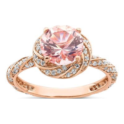 Rose Gold-Plated Sterling Silver Crystal Ring
