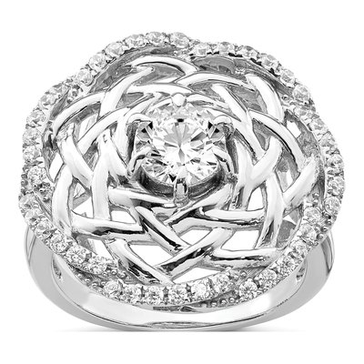 Sterling Silver CZ Woven Ring