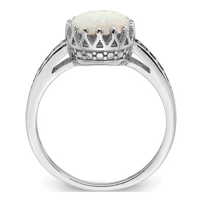 Sterling Silver Lab-Created Opal & CZ Ring – view 3