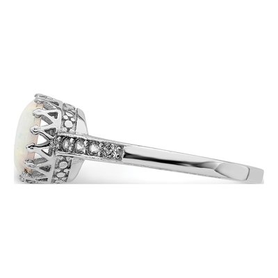 Sterling Silver Lab-Created Opal & CZ Ring – view 4