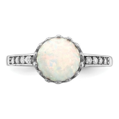 Sterling Silver Lab-Created Opal & CZ Ring – view 5