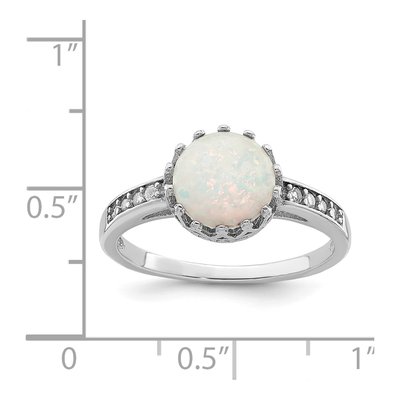 Sterling Silver Lab-Created Opal & CZ Ring – view 6