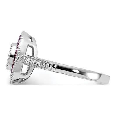 Sterling Silver Lab-Created Ruby & CZ Ring – view 4