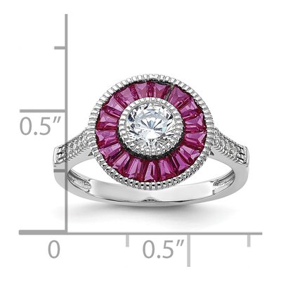 Sterling Silver Lab-Created Ruby & CZ Ring – view 6