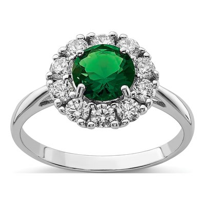Sterling Silver CZ Glass Halo Ring