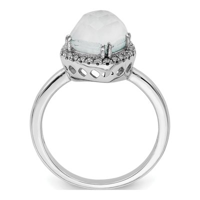 Sterling Silver Agate & CZ Lace Ring – view 3