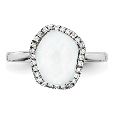 Sterling Silver Agate & CZ Lace Ring – view 5