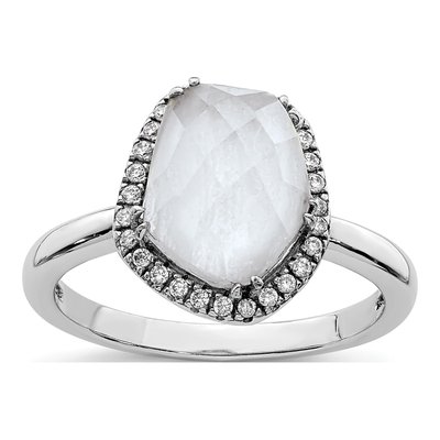 Sterling Silver Agate & CZ Lace Ring