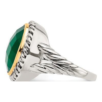 Sterling Silver & 14K Gold Onyx Ring – view 4
