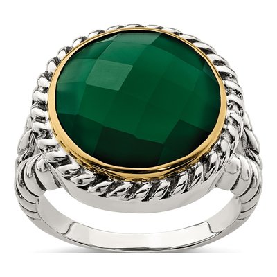 Sterling Silver & 14K Gold Onyx Ring