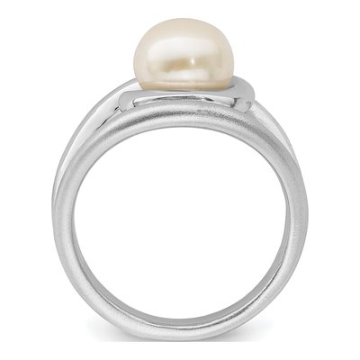 Sterling Silver Freshwater Cultured Pearl Button Ring – view 2