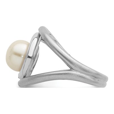 Sterling Silver Freshwater Cultured Pearl Button Ring – view 3