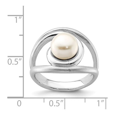 Sterling Silver Freshwater Cultured Pearl Button Ring – view 4