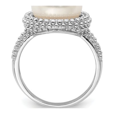 Sterling Silver Freshwater Cultured Pearl Rhod-Plat Ring – view 2