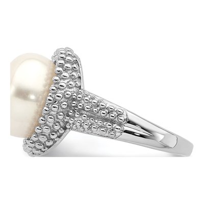 Sterling Silver Freshwater Cultured Pearl Rhod-Plat Ring – view 3