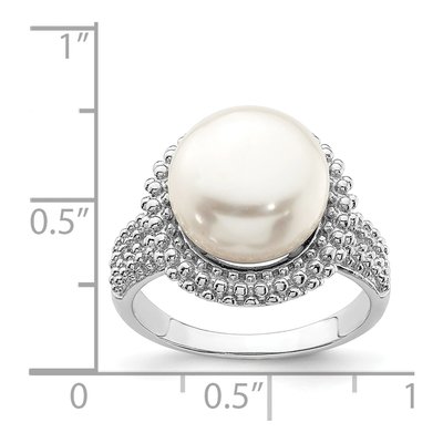 Sterling Silver Freshwater Cultured Pearl Rhod-Plat Ring – view 5